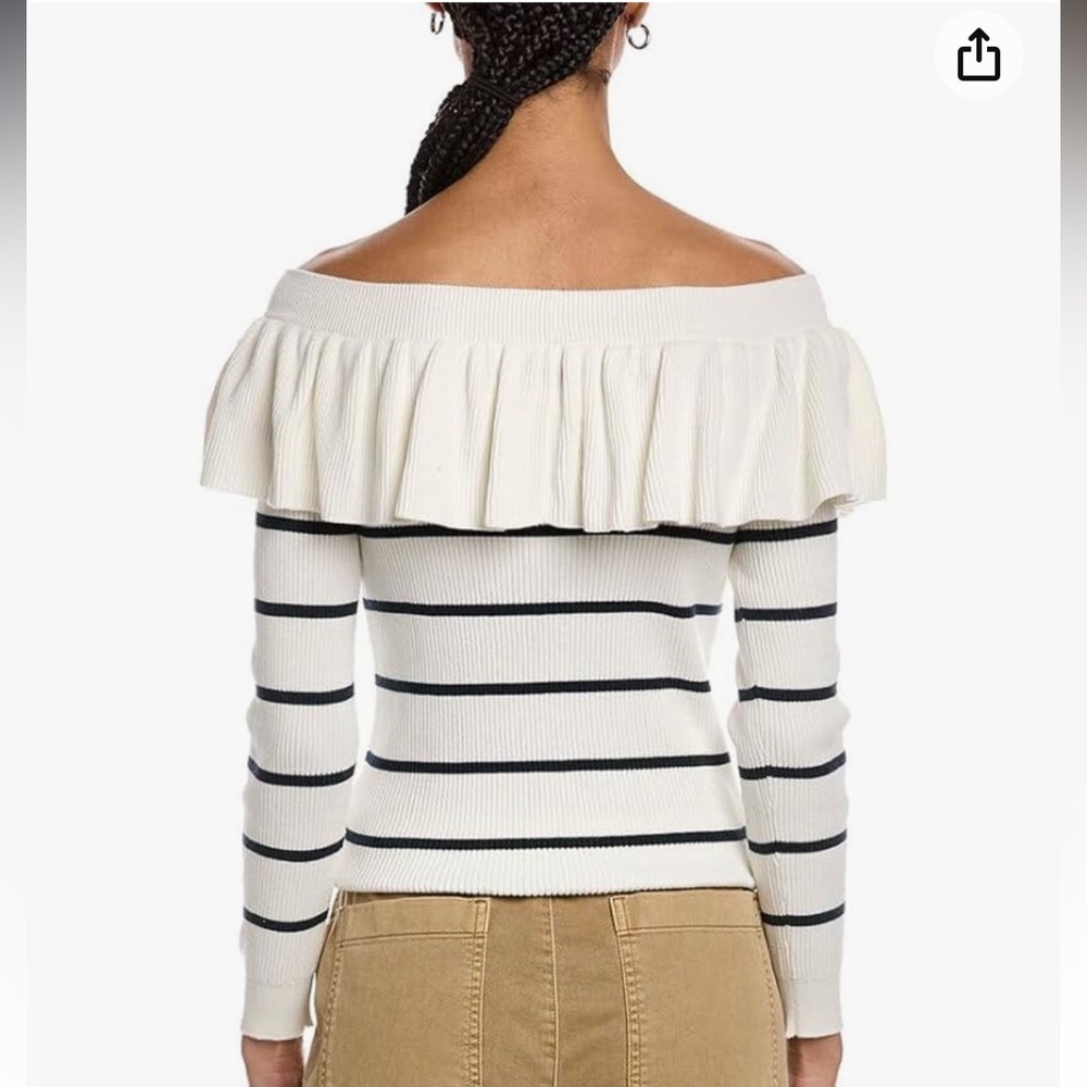 Off the shoulder striped long sleeve 💛 - Picture 2 of 5
